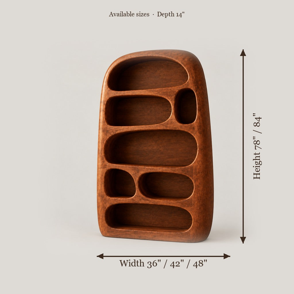 Mojave Sculpted Arch Bookshelf size chart