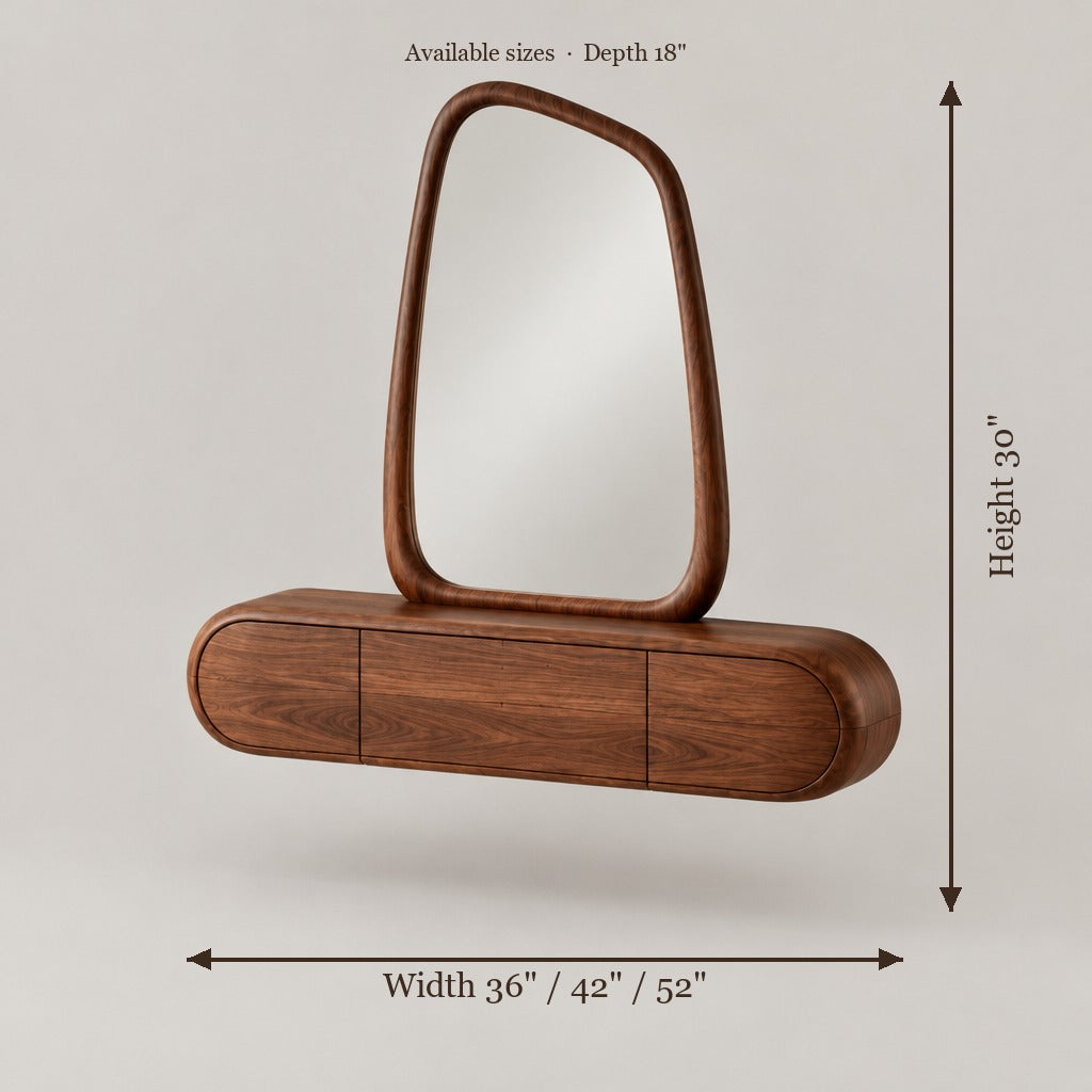 Mojave Sculpted Dressing Table with Mirror size chart