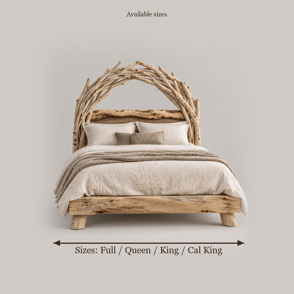 Tidewood Driftwood Headboard Bed size chart