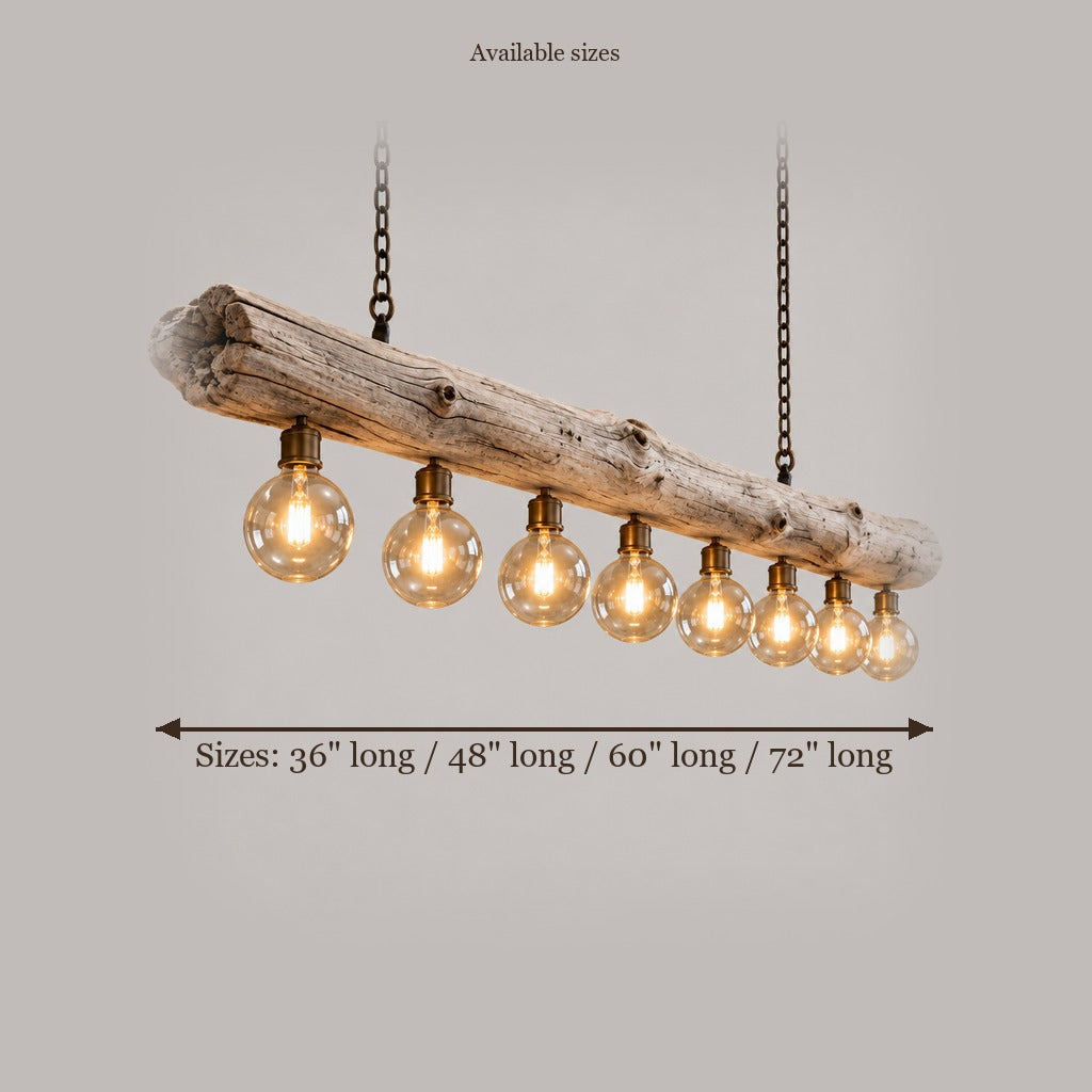 Tidewood Driftwood Beam Chandelier size chart