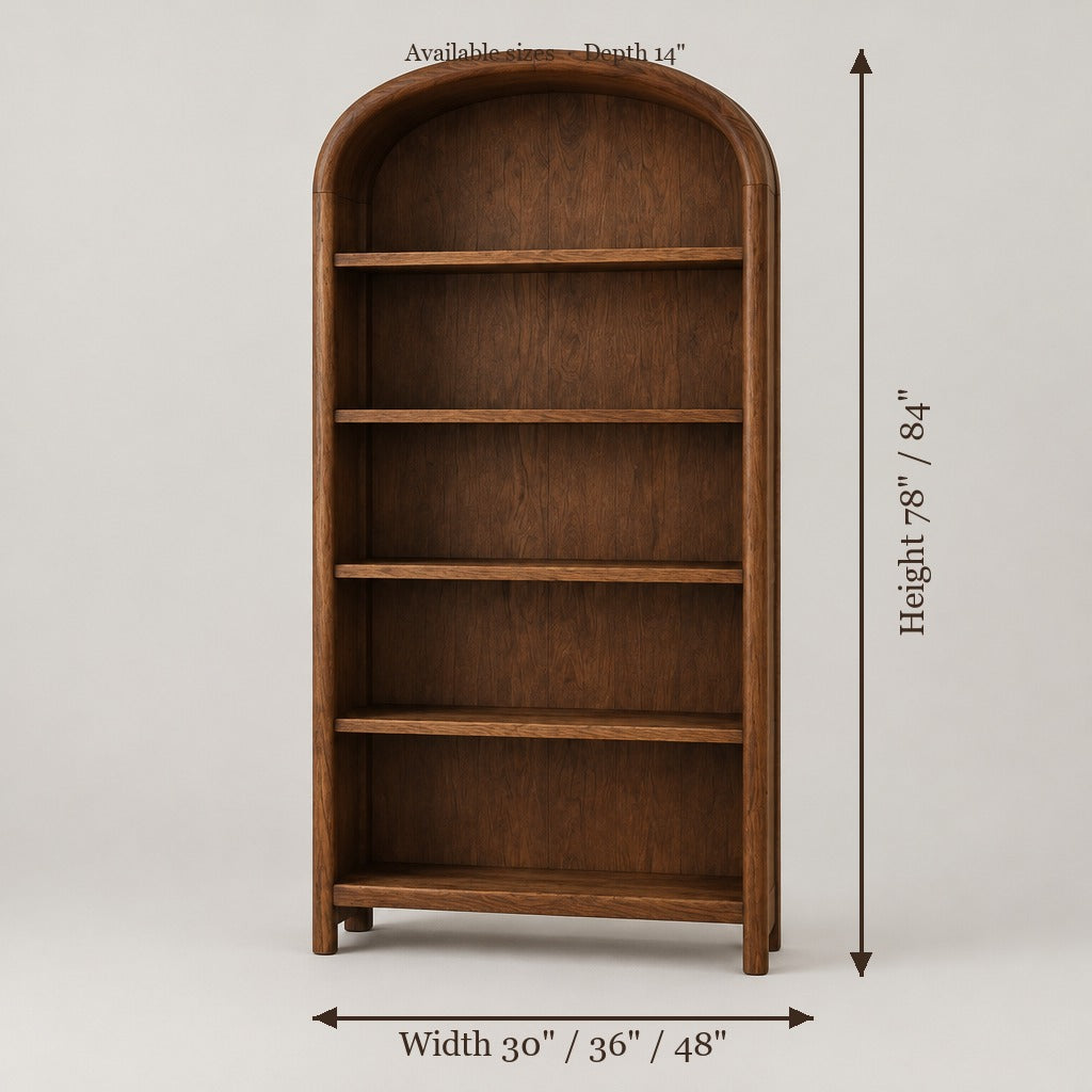 Sora Arched Bookcase size chart