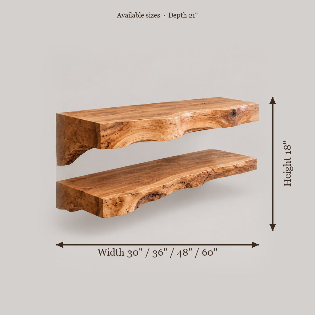 Riverbend Live-Edge Vanity with Stone Vessel size chart