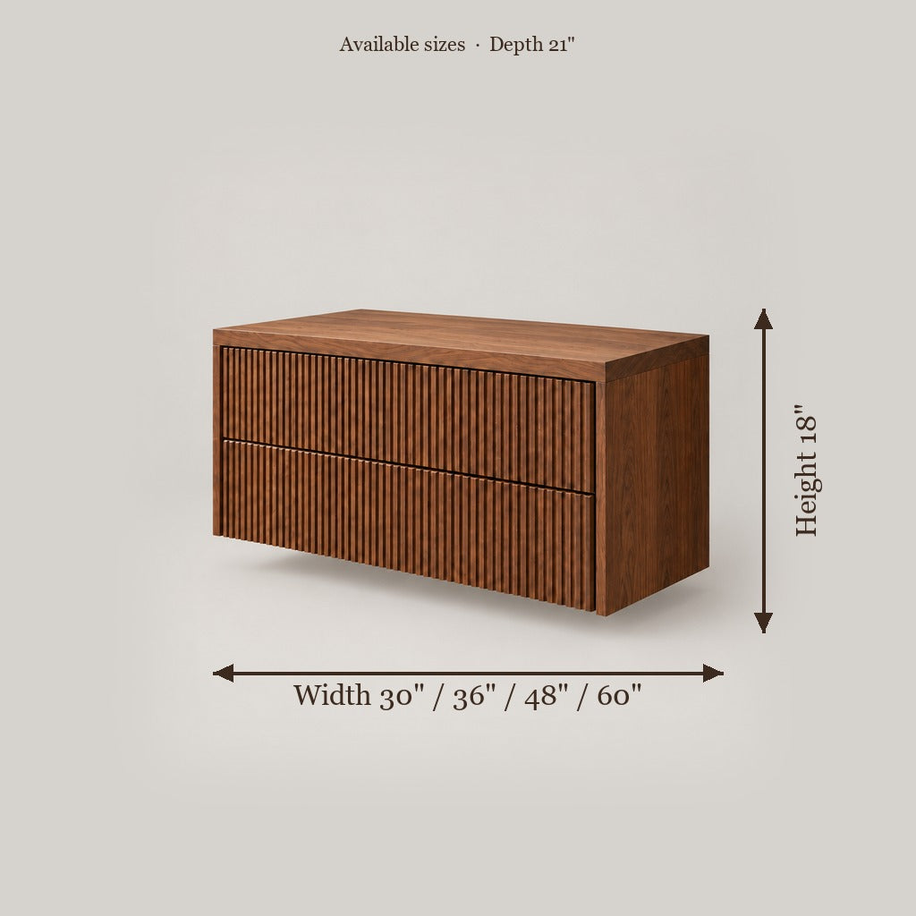 Halden Fluted Floating Vanity size chart