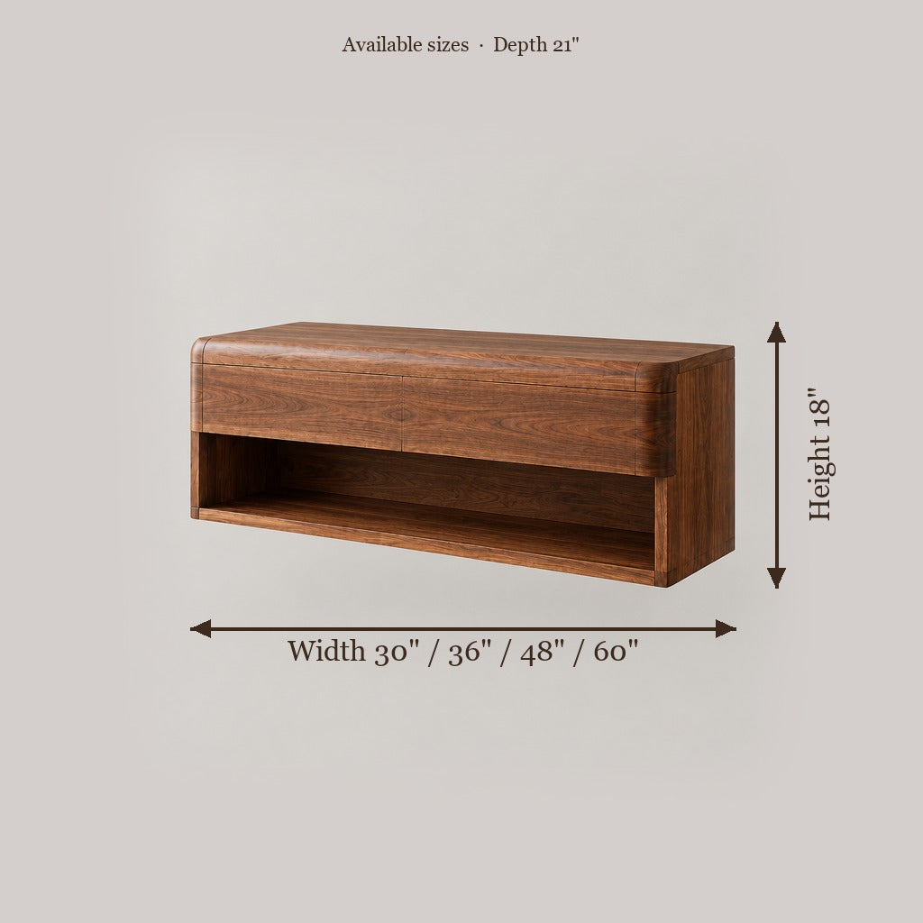 Mesa Vanity and Organic Mirror Set size chart