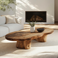 Vintage Style Natural Wood Coffee Table for Cozy Living Rooms