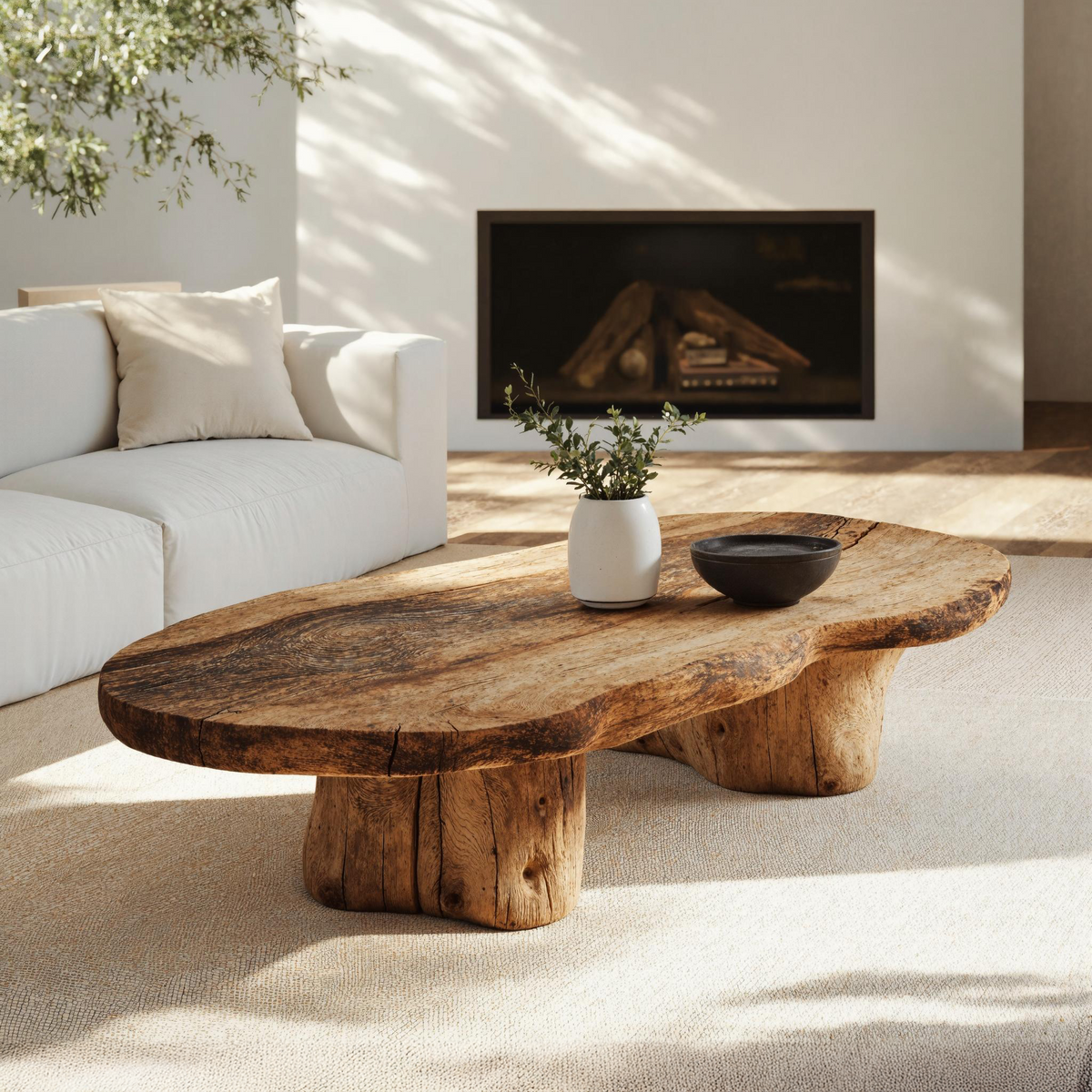 Vintage Style Natural Wood Coffee Table for Cozy Living Rooms