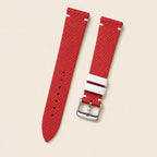 Red & White Epsom Leather Watch Strap leather watch strap, flat lay