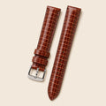 Red Brown Lizard Leather Watch Strap leather watch strap, flat lay