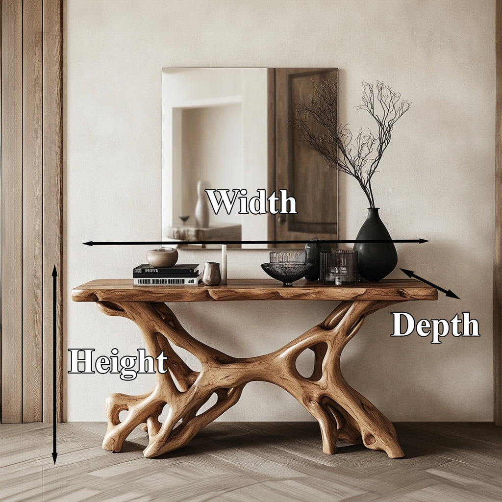 Rustic Handcrafted Solid Wood Console Table with Clean Lines - view 6