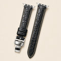 Silver & Gray Alligator Leather Watch Strap leather watch strap, flat lay