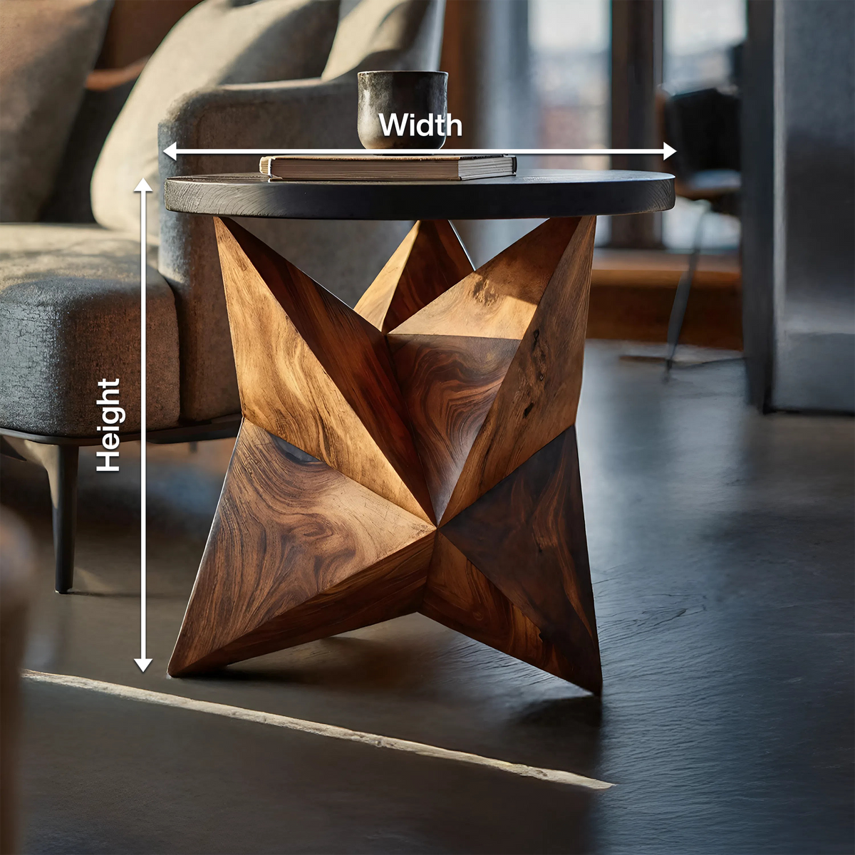 Solid Wood Organic Side Table with Hand Polished Finish - view 5