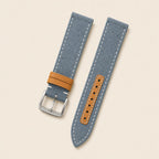Slate Grey & Brown Canvas Watch Strap leather watch strap, flat lay