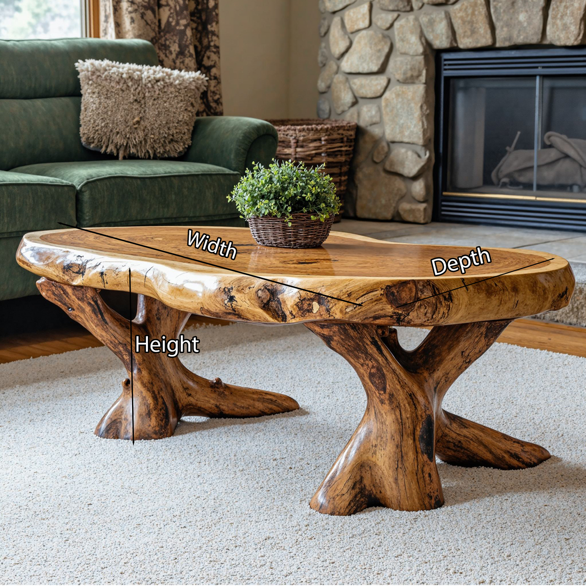 Natural Wood Coffee Table with Wax and Oil Finish - view 5