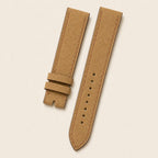 Tan & Brown Suede Leather Watch Strap leather watch strap, flat lay