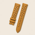 Tan Brown Rally Suede Leather Watch Strap leather watch strap, flat lay