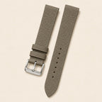Taupe Togo Fixed Bars Leather Watch Strap leather watch strap, flat lay