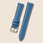 Teal Blue Lizard Leather Watch Strap leather watch strap, flat lay