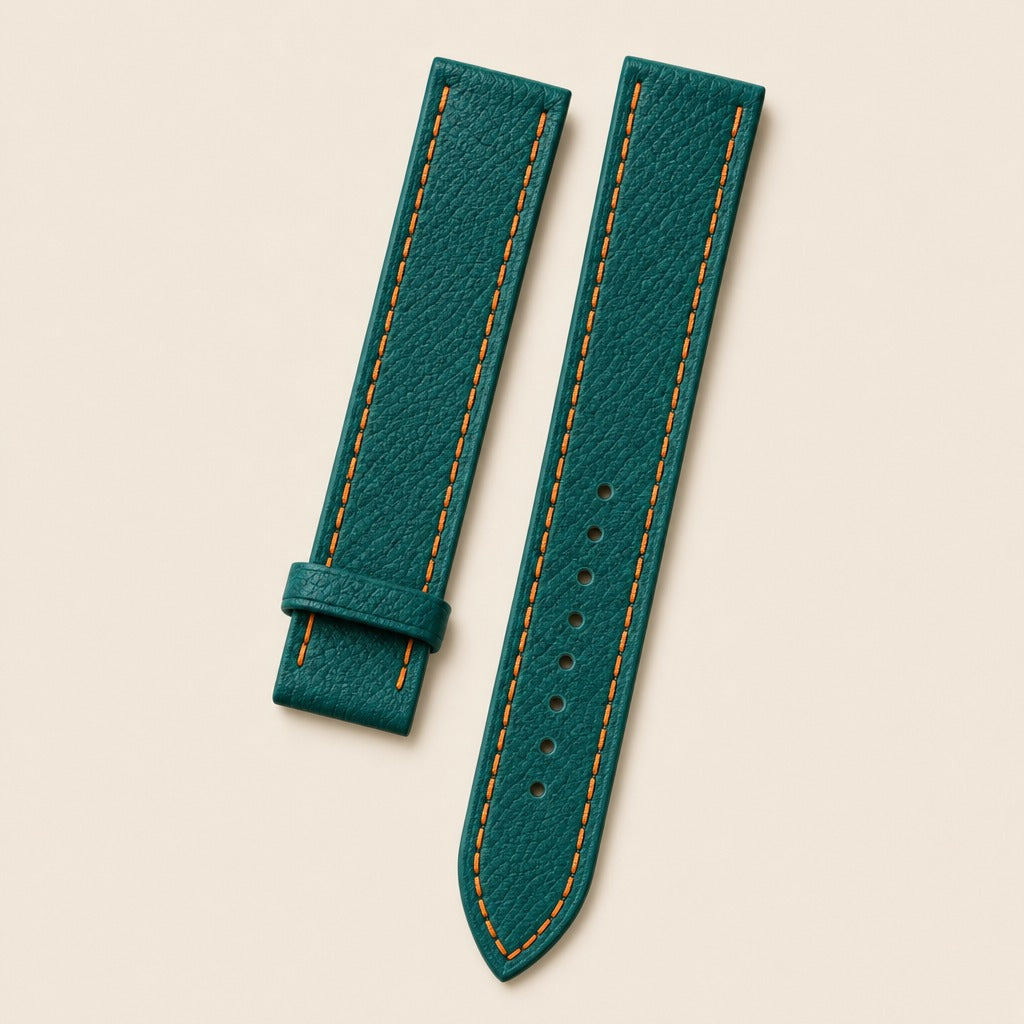 Teal Epsom Leather Watch Strap leather watch strap, flat lay