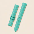 Turquoise Blue Alligator Leather Watch Strap leather watch strap, flat lay
