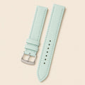Turquoise Blue Saffiano Leather Watch Strap leather watch strap, flat lay