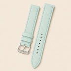 Turquoise Blue Saffiano Leather Watch Strap leather watch strap, flat lay