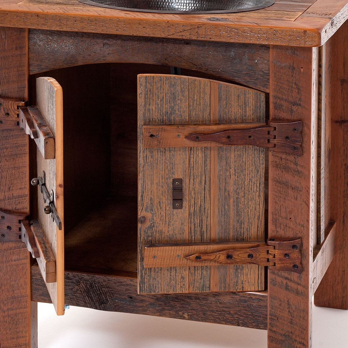 Live Edge Floating Wood Bathroom Sink Vanity, Mid-Century Style - view 5