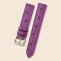 Violet Ostrich Leather Watch Strap leather watch strap, flat lay