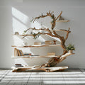 Farmhouse Tree Branch Standing Corner Shelf with Live Edge Tiers