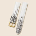 White Black Lizard Leather Watch Strap leather watch strap, flat lay