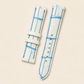 White Blue Alligator Leather Watch Strap leather watch strap, flat lay