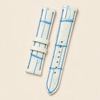 White Blue Alligator Leather Watch Strap leather watch strap, flat lay
