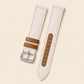 White Canvas Watch Strap leather watch strap, flat lay