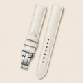 White Grey Alligator Leather Watch Strap leather watch strap, flat lay