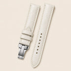 White Grey Alligator Leather Watch Strap leather watch strap, flat lay