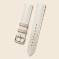 White Himalayan Alligator Leather Watch Strap leather watch strap, flat lay