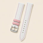 White Pink Epsom Leather Watch Strap leather watch strap, flat lay