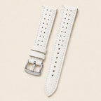 White Rally Swift Leather Watch Strap leather watch strap, flat lay