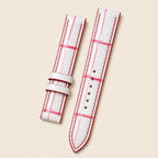 White Red Alligator Leather Watch Strap leather watch strap, flat lay