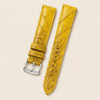 Yellow Alligator Leather Watch Strap leather watch strap, flat lay