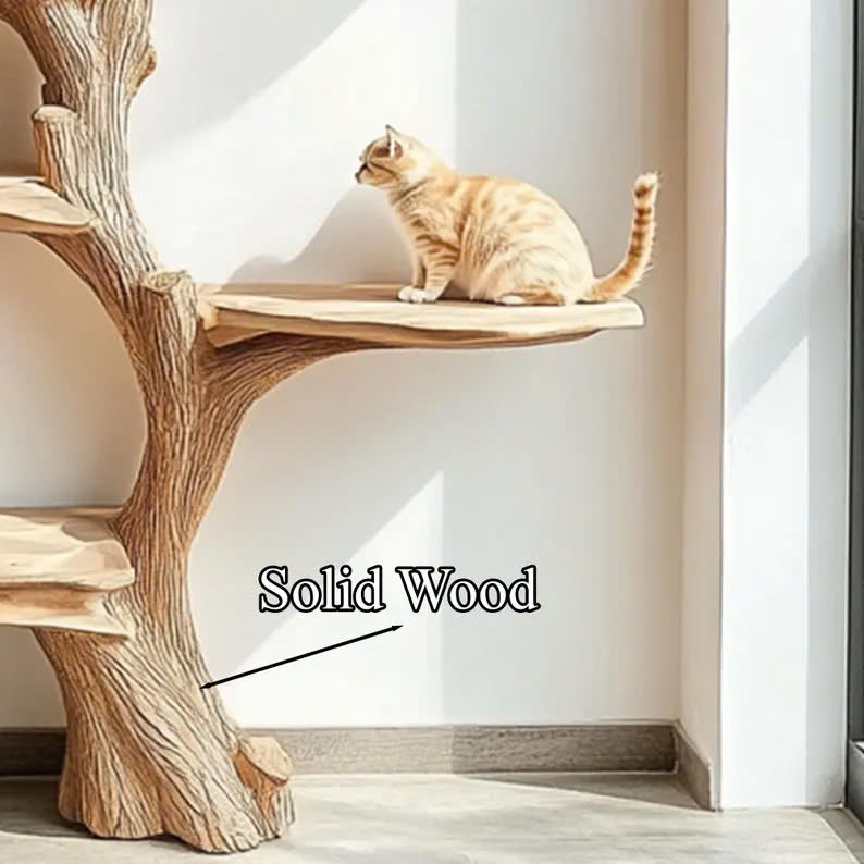 Handmade Large Wooden Cat Tree with Climbing Branches - view 4