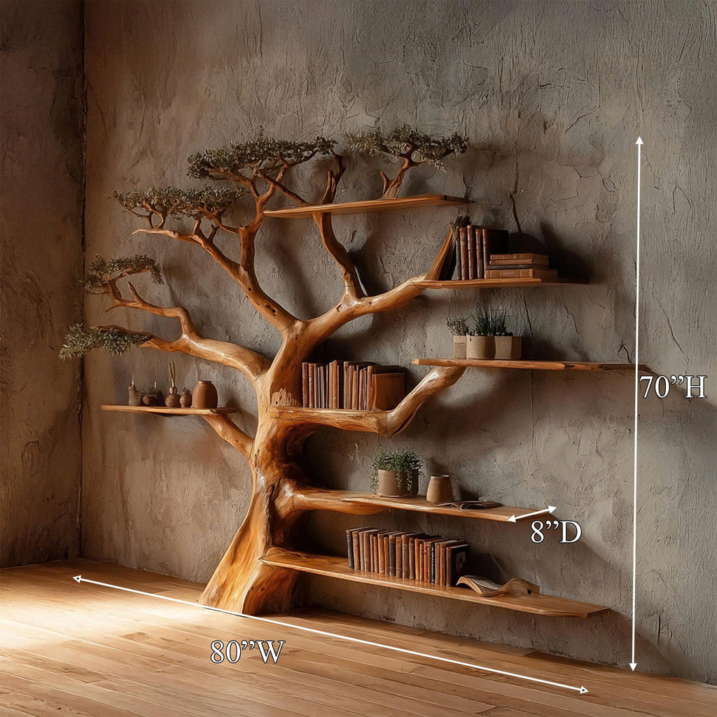 Rustic Tree Branch Bookshelf for Living Room and Library Walls - view 7