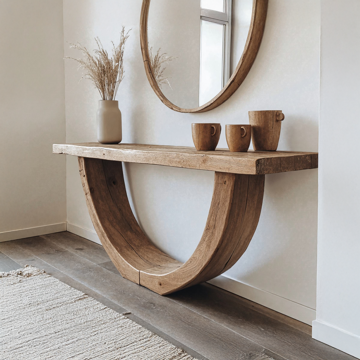 Narrow Live Edge Solid Wood Console Table in Brown