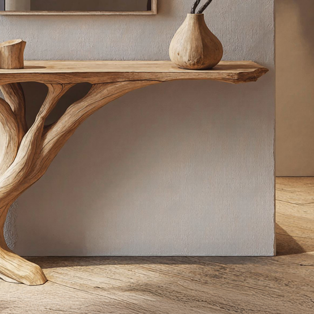 Narrow Natural Wood Console Table for Hallway and Entry - view 4