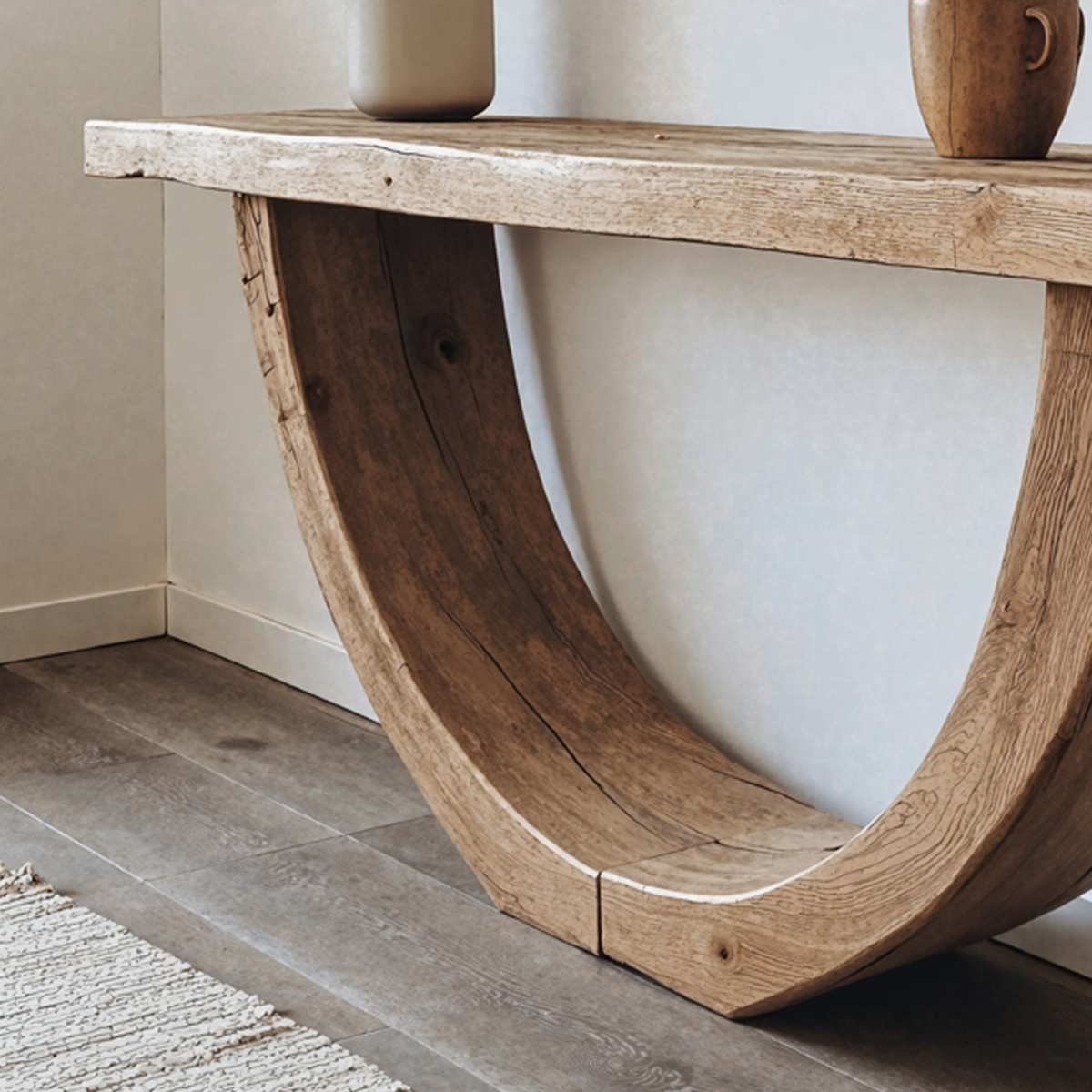 Narrow Live Edge Solid Wood Console Table in Brown - view 4