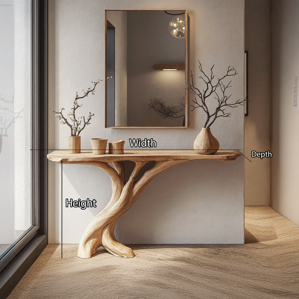 Narrow Natural Wood Console Table for Hallway and Entry - view 5